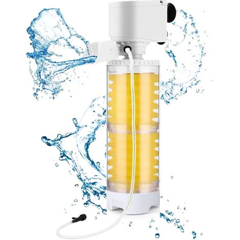 Filtro per acquario, filtro a spugna a 2 stadi per acquario, pompa dell'acqua da 20W 320GPH, filtrazione multifunzionale 3 in 1, ossigenazione. (1/5)