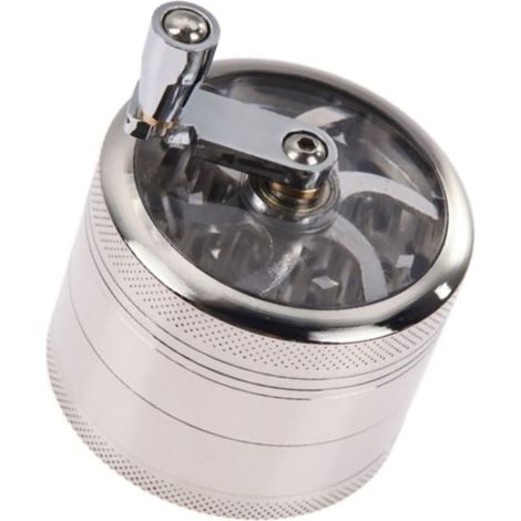 Mini-Gewürzmühle (40 mm) mit 4 Lagen, Handkurbel, aus Zinklegierung, silberfarben (1/5)