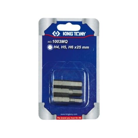 KING TONY - Jeu d'embouts de vissage 1/4" 6pans (H4,H5,H6) - 3 pièces