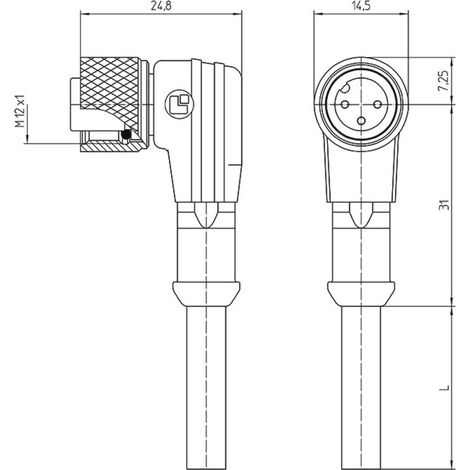 Lutronic 1121 Sensor-/Aktor-Steckverbinder, konfektioniert M12 Kupplung, gewinkelt 5.00 m Polzahl Se