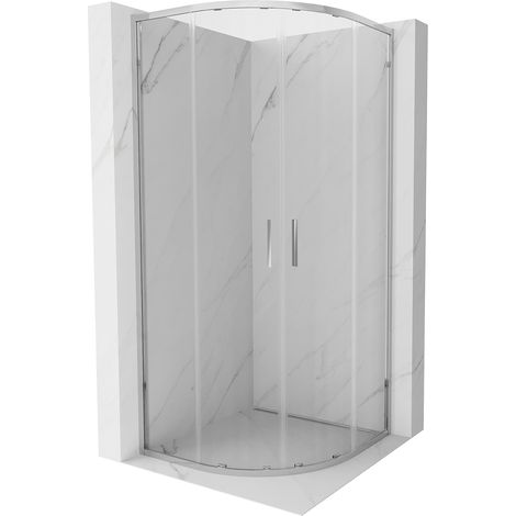 Mexen Exo Duschkabine halbrund schiebbar 80 x 80 cm, transparent, chrom - 8132-080-080-01-00 (1/5)