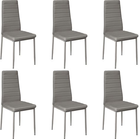 Lot de 6 Chaises de Salle à Manger,Cuir synthétique,pour Salle à Manger, Cuisine, Salle de Réunion,gris (1/5)