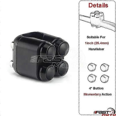 234 Buttons Motorcycle Switch 25mm 22mm Handle Bar Controller Switches Starter Horn Universal 1" Handlebar Switch Cafe Racer( 25mm black-b) (1/5)