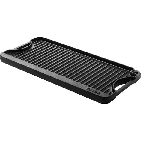 Grillplatte, Gusseisen, vorgegart, tragbares Design, schwarz (1/2)