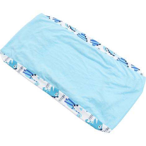 Housse de matelas à langer douce et agréable pour la peau, imprimé élégant, draps à langer amovibles pour bébés et nourrissons, motif dinosaures, bleu lac, peluche (1/5)
