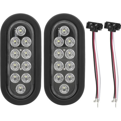 2x Feux de Position Ovales 6 pouces 10LED IP67 Étanches pour Camion Remorque Feu Arrière Blanc Montage en Surface (1/5)