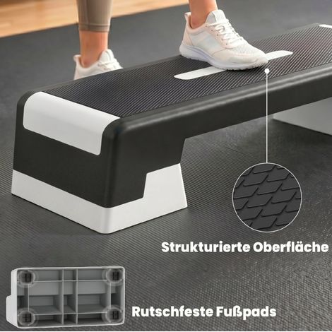 Verstellbarer Aerobic-Stepper, 3 Höhen 15/20/25 cm, Polypropylen, Schwarz/Grau (1/2)