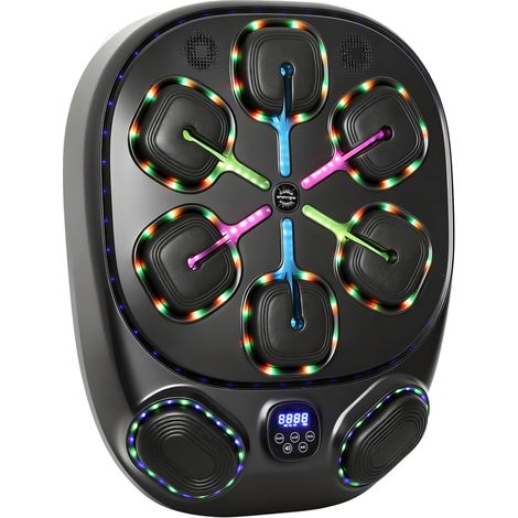 Beyamis Musikboxmaschine zur Wandmontage mit 9 Modi, LED-Beleuchtung und Bluetooth-Verbindung, 61 x 48 x 11 cm, Schwarz