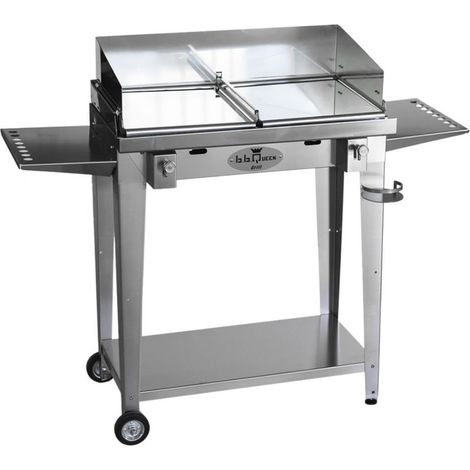 Grill 8.4 Inox  Piastra liscia - Con portapiatti - Con paraschizzi - Con kit mensola e ruote - Satinato - barbecue, griglia, giardino, carne, a gas, acciaio made in Italy (1/3)