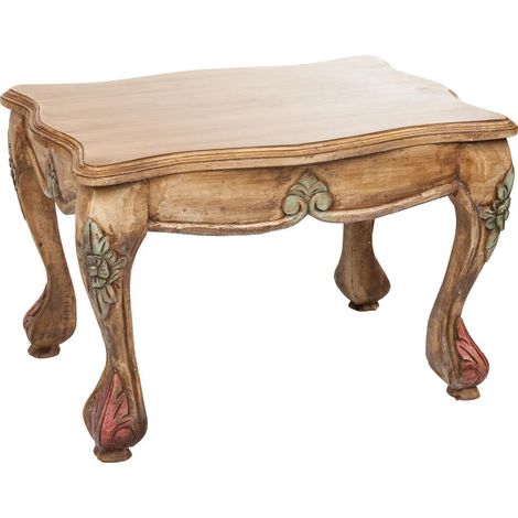Mesa de centro de madera artesanal marrón 59x43x41