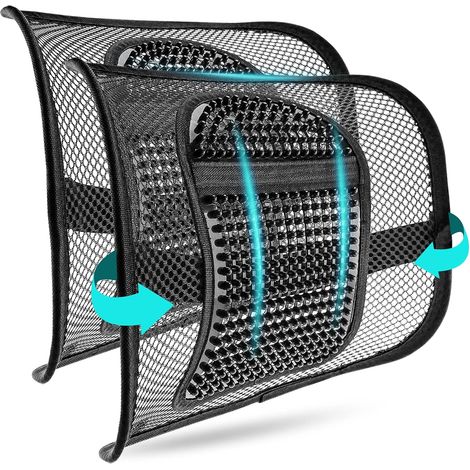 2 PCS Coussin de Soutien Lombaire Ergonomique en Maille Pour Bureau Avec Sangle Élastique Coussin de Chaise de Soulagement des Douleurs Dorsales Pour La Maison/Chaise de Bureau/Siège de Voiture (1/5)