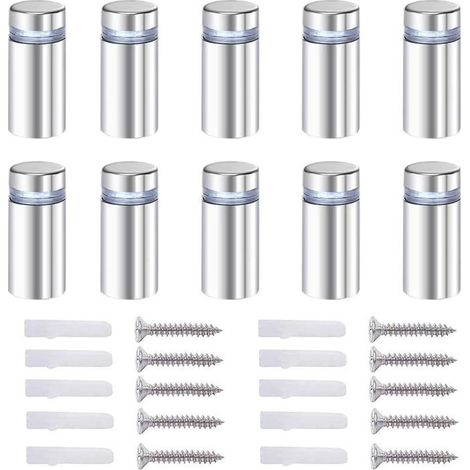 20x Vis d'écartement, verre publicité Axe entretoise Boulon Fix Verre standoff publicité, acier Inox, 12X40mm, avec accessoires (1/5)
