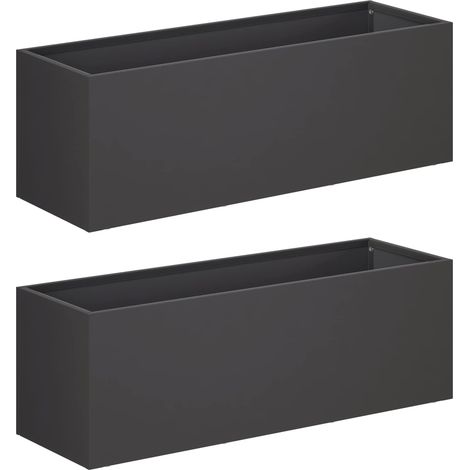 Macetero de Jardín 2 uds. Negro 60 x 20 x 20 cm vidaXL
