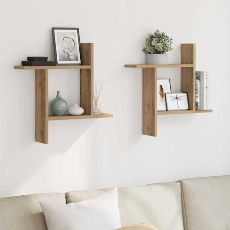 Wandregale 2 Stk. Artisan-Eiche 50x12x50 cm Holzwerkstoff