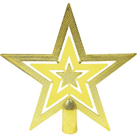 Goldener Weihnachtsstern für Baum, goldglitzernde Kunststoffdekoration, 20 cm (1/5)