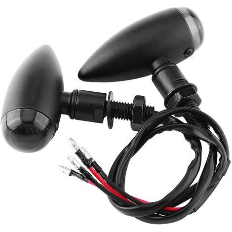 2pcs Moto Bullet Ambre Clignotants Indicateur clairage Lampe Noir (1/5)
