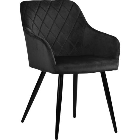 Silla MILTON tapizada en terciopelo, color negro (1/5)