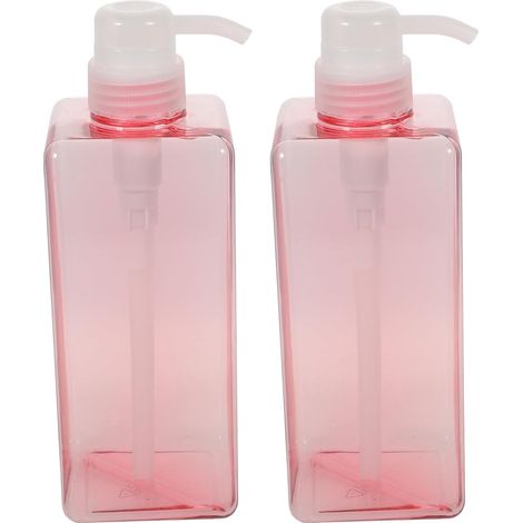 650ml Square Shampoo Bottle with Pump, Pack of 2 (1/5)