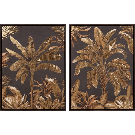 Set 2 Cuadros Con Relieve Marco Marron 63X4X83 Cm (1/2)