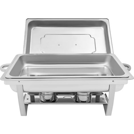 HAUTOUR Récipient de maintien au chaud, Ensemble Chauffe Plat Professionnel en acier inoxydable, Chafing Dish Buffet 9 l, avec poignée, pour restauration, mariages et événements, argenté (1/5)