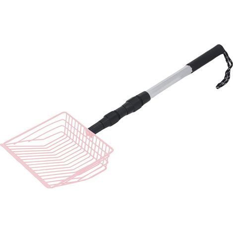 Pelle à litière pour poules en métal, 3 sections, longue, antiadhésive, à main, rose (1/5)