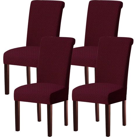 Stuhlhussen 4er Set, Stretch, Weinrot, Waschbar, Universell (1/5)