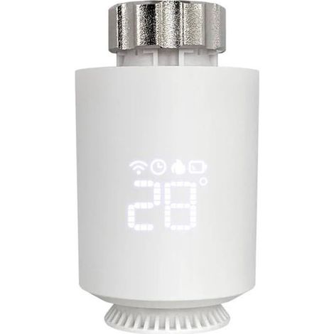 Blanc Tête Thermostatique Connectée et intelligente WiFi (pour Kit de chauffage Connecté 00176592 compatible Alexa Google Home, Robinet Intelligent pour Radiateur à Eau Chaude) (1/5)