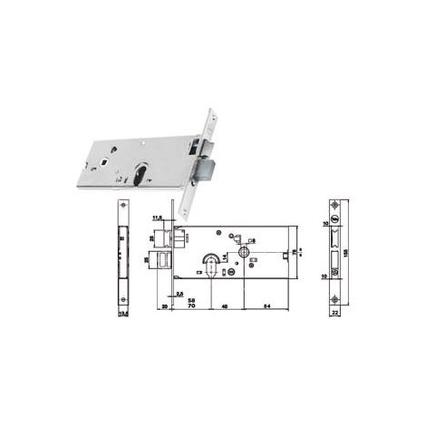 SERRATURA DA INFILARE PER FASCE CATENACCIO E SCROCCO MM.78 H 86500  mm.58 a 2 mandate (Y8650058080)    YALE