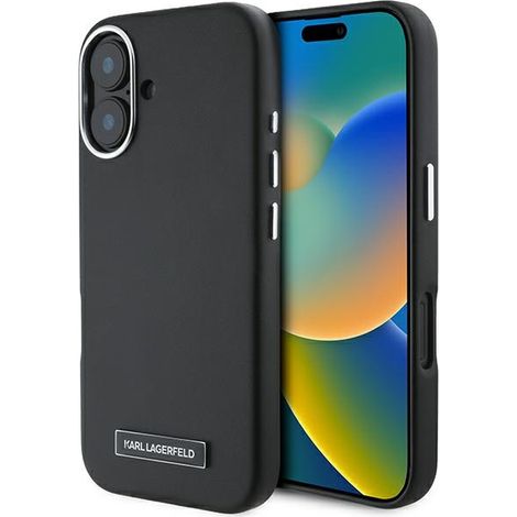 Custodia rigida nera/nera per iPhone Plus 6.7" Karl Lagerfeld KLHMP16MPGMSRPK con piastra in metallo FW e MagSafe. (1/5)