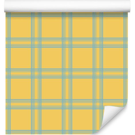 Papier peint à carreaux jaunes et bleus, jaunes et dorés, pour le salon et la chambre, 50 x 1000 cm (1/5)