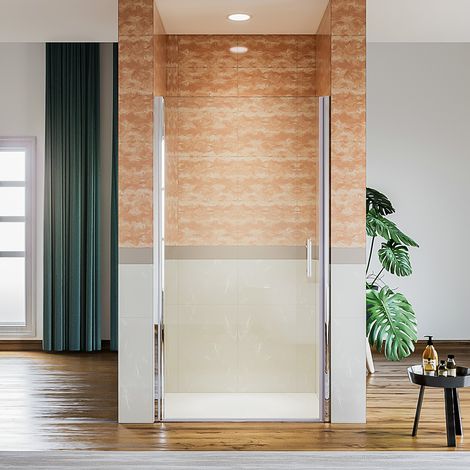 Porte de Douche pivotante extensible verre trempé de 6mm Porte étanche Cadre en alu SIRHONA 90x185 cm (1/5)