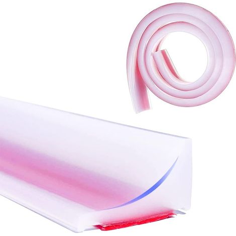 Seuil de douche en silicone, bande d'étanchéité pliable et étanche de 200 cm, pour paroi en verre, seuil de douche en silicone pour sol de douche (translucide) (1/4)
