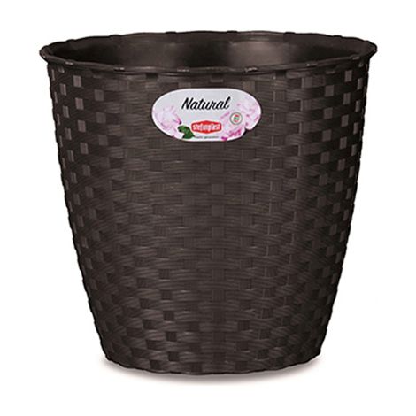 Vaso Rattan Tondo Natural Stefanplast Pp Moka Cm 24 H.Cm 22,5 - 1 Pz (1/2)