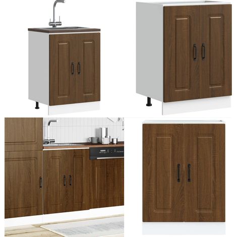 vidaXL Meuble bas pour évier Kalmar chêne marron bois d'ingénierie (1/5)