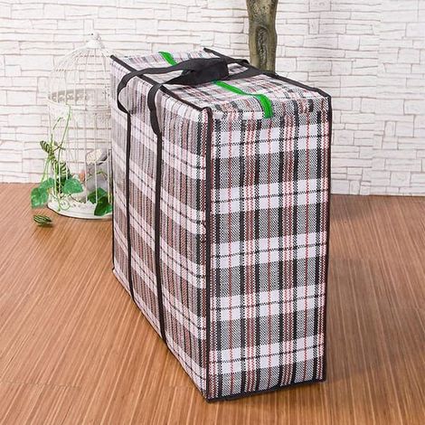 Grand sac de rangement (lot de 1) avec fermeture éclair résistante, sac organisateur, sac de déménagement, résistant à l'eau, sac de transport, sac de camping pour vêtements, literie, etc.