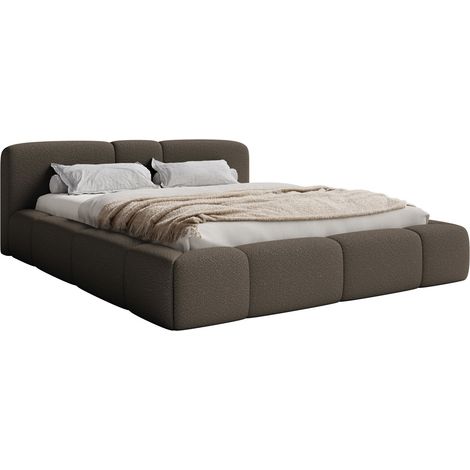 Selsey Bowia – Polsterbett 200x200 cm, Bouclé Braun