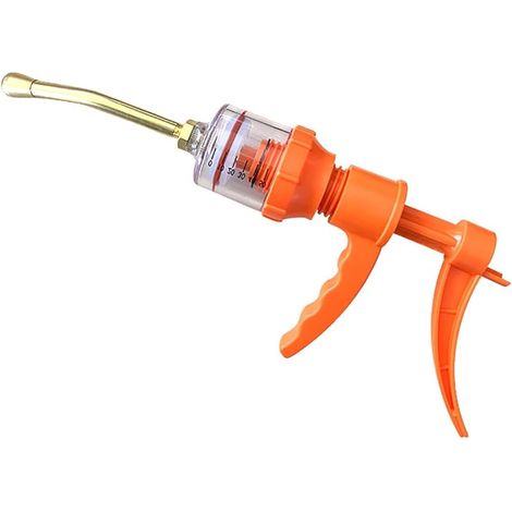 Seringue d'alimentation vétérinaire réutilisable 50ML Pistolet de Remplissage Automatique continu réglable pour porcs, bovins et Moutons （Orange）