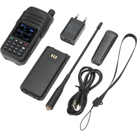 Émetteur-récepteur portable multibande UHF/VHF/AM/FM avec antenne, 5 W, 100-240 V CA, prise européenne. (1/5)