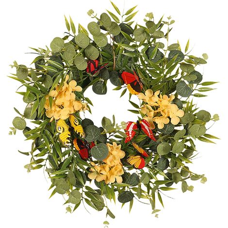 Guirlande Artificielle - Couronne Ronde En Plastique Souple - Pour Porte Mur Fenetre - Diametre 30 Cm - 1 Unite (1/5)