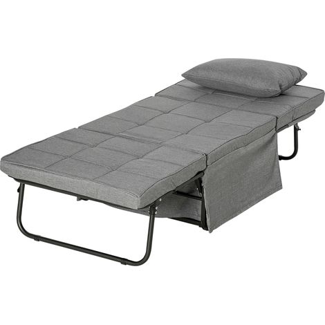 Pouf Letto Pieghevole Multiuso 4 in 1 con Schienale Reclinabile a 5 Livelli Grigio (1/5)