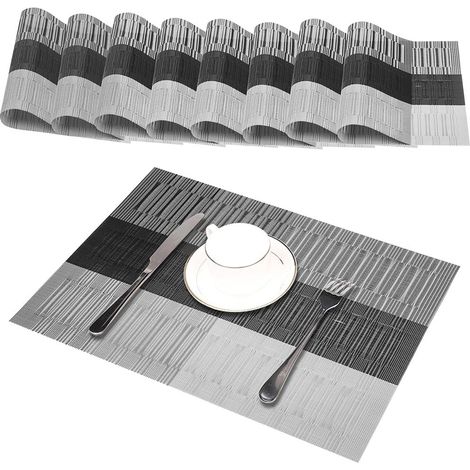 Elegante Tischsets für drinnen und draußen, farbecht, gewebte Struktur, 8er-Set hitzebeständige Textilene-Tischsets