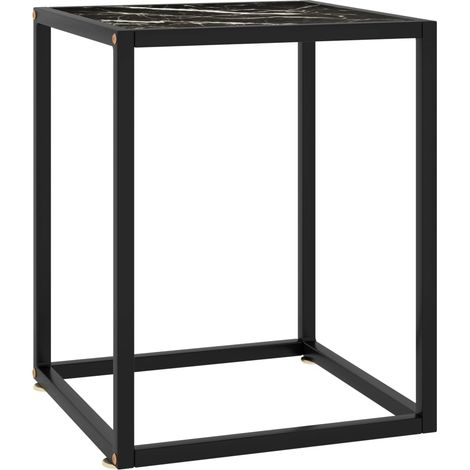 Table basse Noir avec verre marbre noir 40x40x50 cm vidaXL