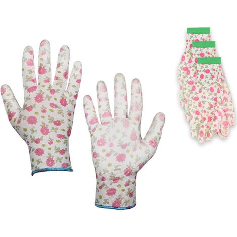 Lot de 3 paires de gants pour le jardinage en polyuréthane "Pure Pretty" Taille 7 (1/3)
