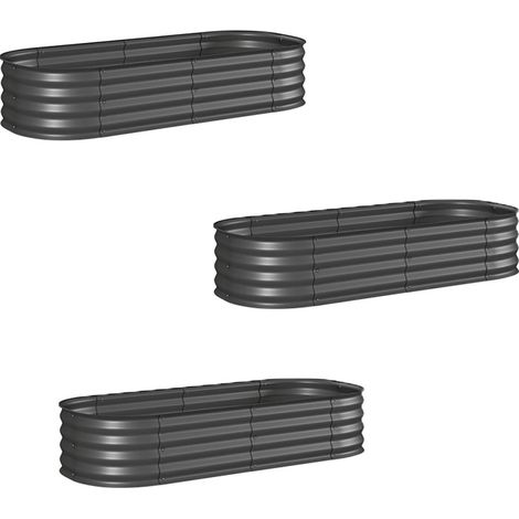 3er-Set hochbeet Pflanzenbeet, modulares Hochbett, geschützte Kanten, Design ohne Boden,  150 x 62 x 30 cm, Dunkelgrau
