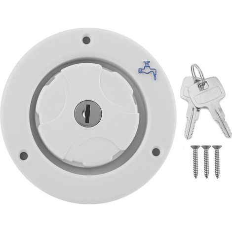 Bouchon de remplissage de trappe étanche à verrouillage d'entrée d'eau douce par gravité avec 2 clés blanc pour camping-car caravane RV (blanc) (1/5)