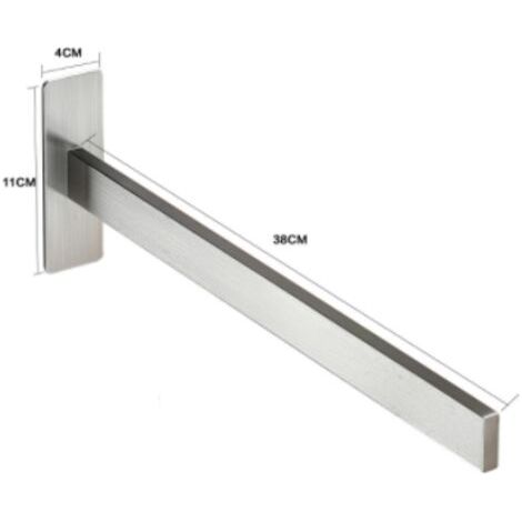 Toallero de pared, no requiere taladrar, fabricado en acero inoxidable 304, para cocina o baño, autoadhesivo, de una fila, color plata, 39 cm.
