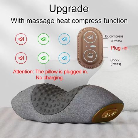 Oreiller de massage électrique pour la nuque, vibrations, traction cervicale, relaxation pour le sommeil, soutien lombaire en mousse à mémoire de forme. (1/5)