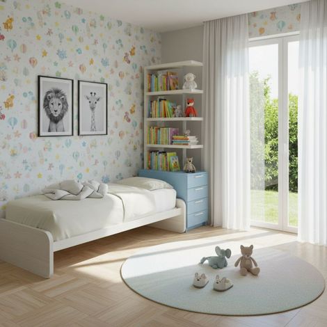 Comodino libreria salvaspazio con design moderno - Narciso - Rovere Rock e Avio (1/5)