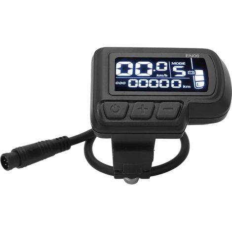 EN06 LCD-Tachometer für Elektrofahrräder mit beleuchtetem Stecker, wasserdichtem 6-poligem Kabel, kompatibel mit 24V, 36V, 48V und 60V, für 22,2mm Lenker.