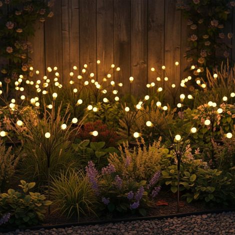 Lampes Solaires Exterieures Jardin Décoration IP65 Étanche, 8 LED Lumière Extérieure Solaire Lucioles, Lampes Solaires pour Piquets de Jardin, Balancer Lumière Solaires pour Extérieur Patio Arbustes (1/5)